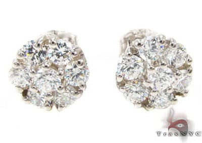 White Diamond Cluster Earrings 12513 - Image 1