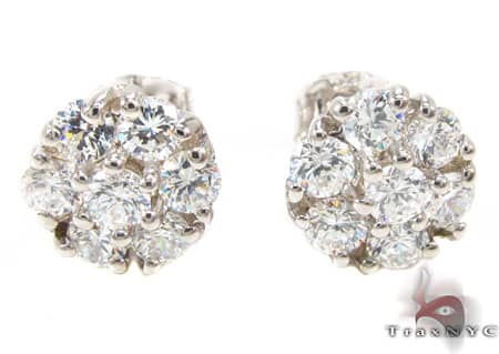 White Diamond Cluster Earrings 12513 - Image 1