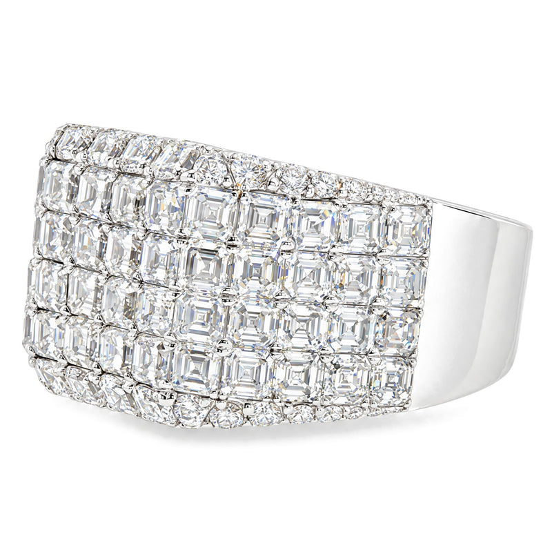 1/2 coverage Iced Out Asscher Ring, view 7