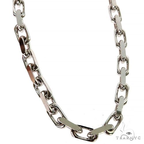 14k white gold solid anchor link chain, 4.8mm thickness, 22 inches long, men's style