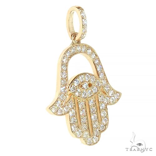 14K Gold Diamond Hamsa Pendant, photo 2 of 6