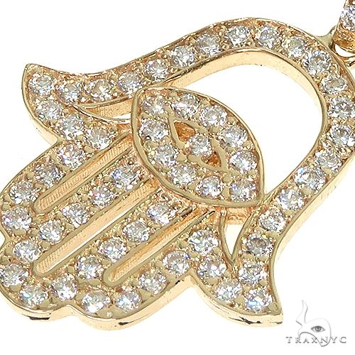 14K Gold Diamond Hamsa Pendant, photo 4 of 6