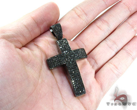 14K Gold  Fully Black Diamond Cross Crucifix, photo 5 of 7