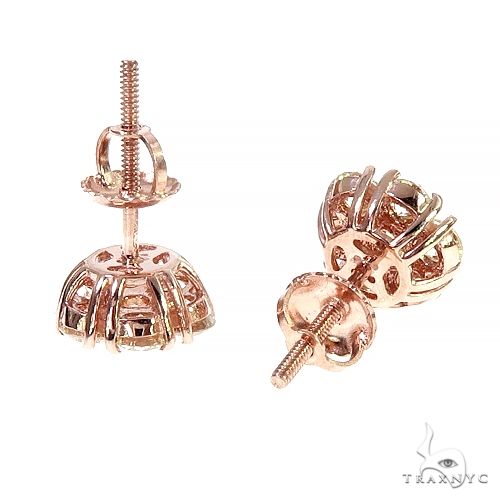 14K Gold Diamond Flower Earrings 66998 - Image 3