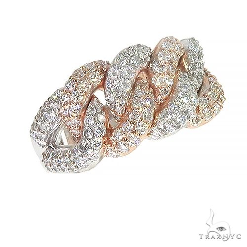 14K gold two-tone Miami Cuban ring with sparkling diamonds in interwoven design