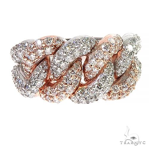 14K Gold 2 Tone Diamond Cuban Ring 66912 - Image 2