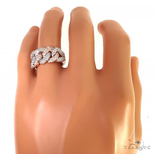 14K Gold 2 Tone Diamond Cuban Ring 66912 - Image 6