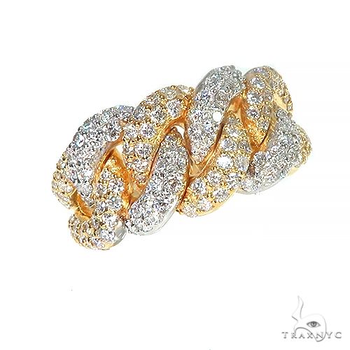 14K Gold 2 Tone Diamond Cuban Ring 66913 - Image 1