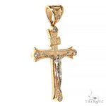 14K Gold 2 Tone Solid Yellow Gold Cross Crucifix 67415 - Image 2