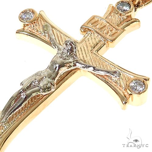 14K Gold 2 Tone Solid Yellow Gold Cross Crucifix, photo 3 of 6