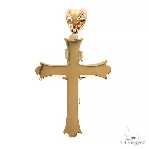 14K Gold 2 Tone Solid Yellow Gold Cross Crucifix 67415 - Image 4