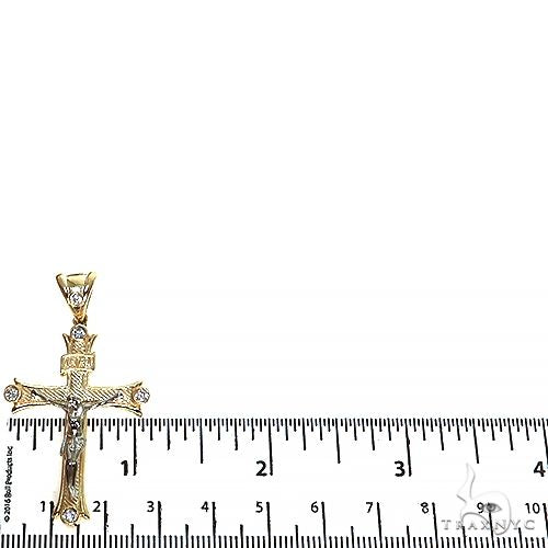 14K Gold 2 Tone Solid Yellow Gold Cross Crucifix 67415 - Image 5