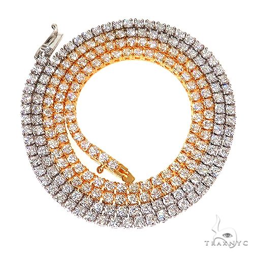 14K two-tone gold tennis chain necklace with alternating yellow and white gold links