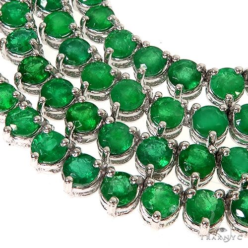 14K Gold 3 Prong Emerald Tennis Chain, view 2