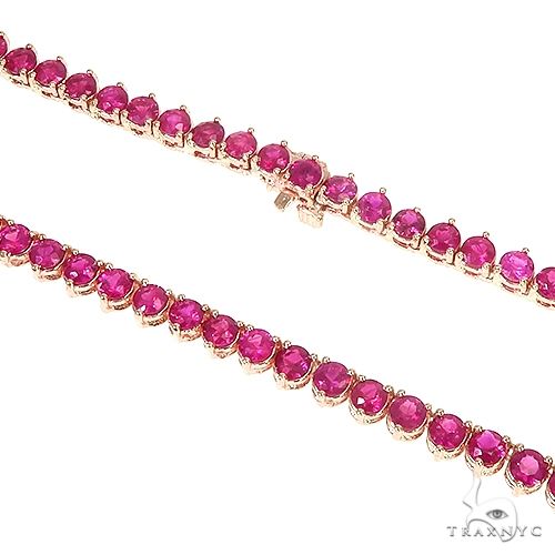 14K Gold 3 Prong Ruby Tennis Chain 66795 - Image 3