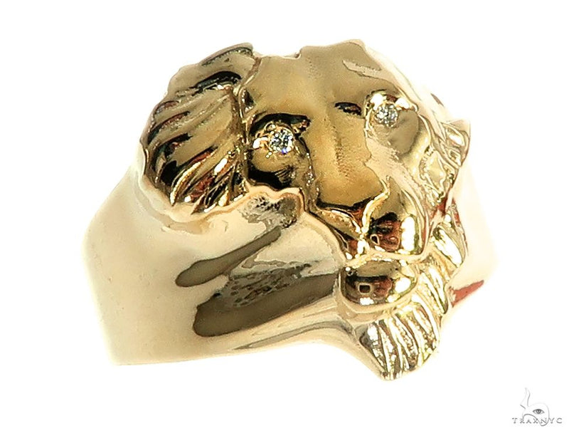 14K Gold African Lion Face Ring, photo 2 of 7