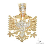 14K Gold Albanian Eagle Diamond Pendant 66548 - Image 1
