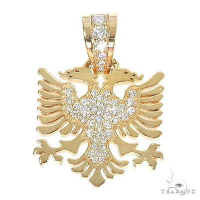14K Gold Albanian Eagle Diamond Pendant 66548 - Image 1