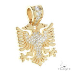 14K Gold Albanian Eagle Diamond Pendant 66548 - Image 2