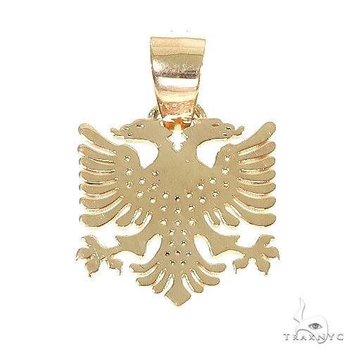 14K Gold Albanian Eagle Diamond Pendant 66548 - Image 3