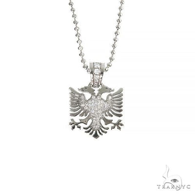 14K Gold Albanian Eagle Diamond Pendant Set