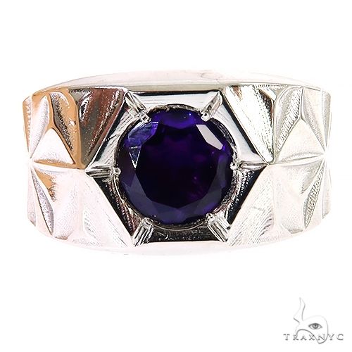 14K Gold Solitary Tuxedo Amethyst Ring, view 2