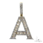 14K Gold Baguette Diamond Initial Letter 69049 - Image 1