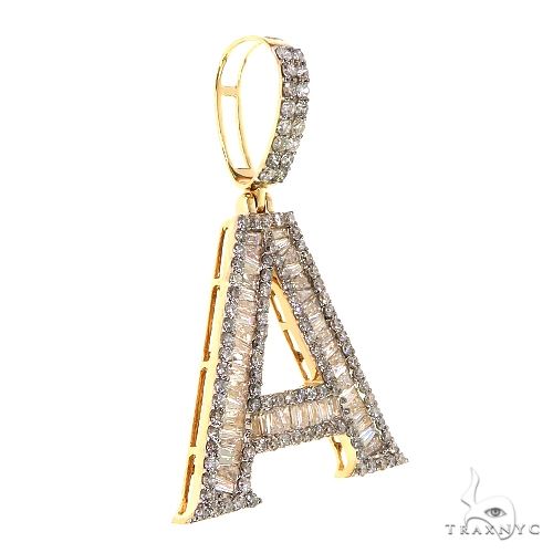 14K Gold Baguette Diamond Initial Letter 69049 - Image 2