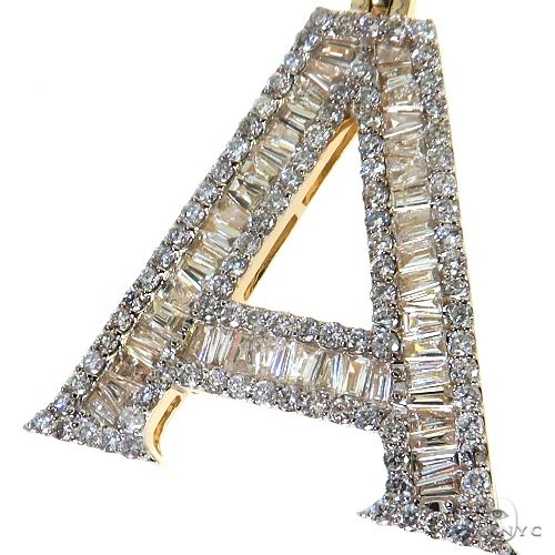 14K Gold Baguette Diamond Initial Letter 69049 - Image 3
