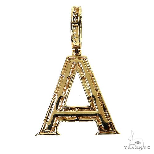 14K Gold Baguette Diamond Initial Letter 69049 - Image 4
