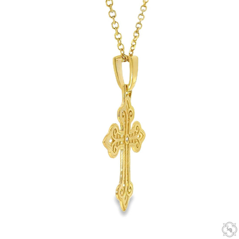 14K Gold Bezel Cross Crucifix Pendant Set, photo 3 of 7