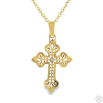 14K Gold Bezel Cross Crucifix Pendant Set 63778 - Image 1