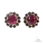 14K Gold Black Diamond Ruby Earrings 66646 - Image 1