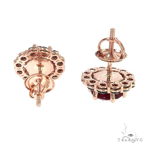 14K Gold Black Diamond Ruby Earrings 66646 - Image 4