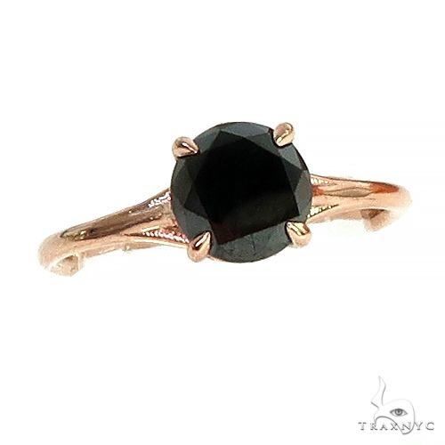14K Gold Black Diamond Solitaire Engagement Ring 66431 - Image 1