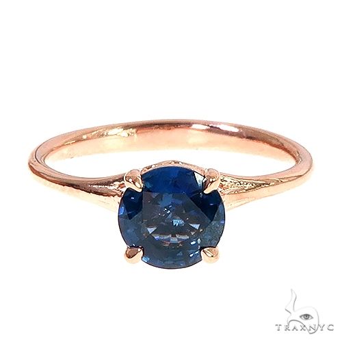 14K Gold Blue Sapphire Solitaire Engagement Ring 66604 - Image 2