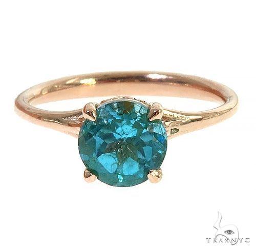 14K Gold Blue Topaz Solitarie Engagement Ring 66433 - Image 2
