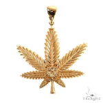 14K Gold Cannabis Pendant 68848 - Image 4
