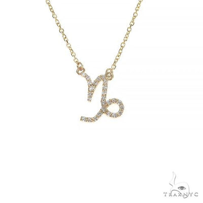 14K Gold Capricorn Diamond Necklace 66711 - Image 1