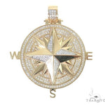 14K Gold Compass Diamond Pendant 66666 - Image 1