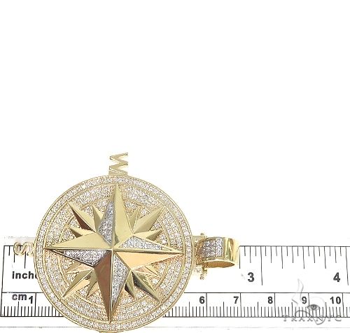 14K Gold Compass Diamond Pendant 66666 - Image 6