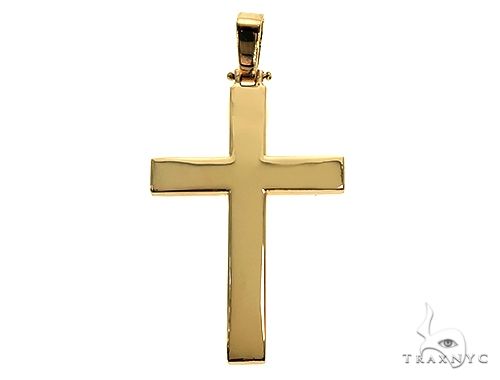 14K Gold Solid Cross Pendant 66193 - Image 1