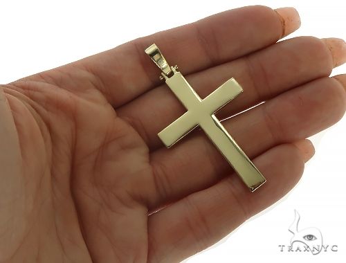 14K Gold Solid Cross Pendant 66193 - Image 5