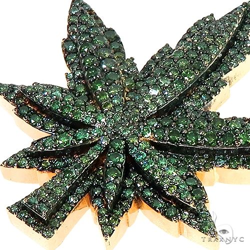 14K Gold Custom Made  Weed Pendant 66647 - Image 4