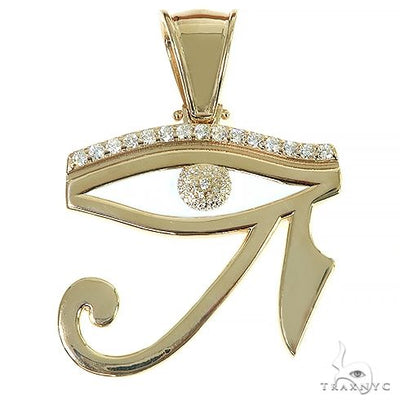 14K Gold Custom Made Diamond Eye Of Horus Pendant 66451 - Image 1