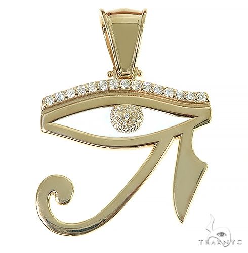 14K Gold Custom Made Diamond Eye Of Horus Pendant 66451 - Image 1