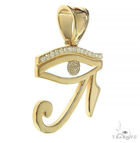 14K Gold Custom Made Diamond Eye Of Horus Pendant 66451 - Image 2