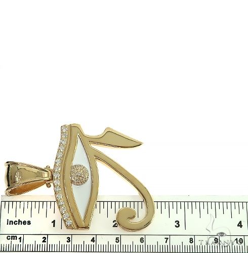 14K Gold Custom Made Diamond Eye Of Horus Pendant 66451 - Image 7