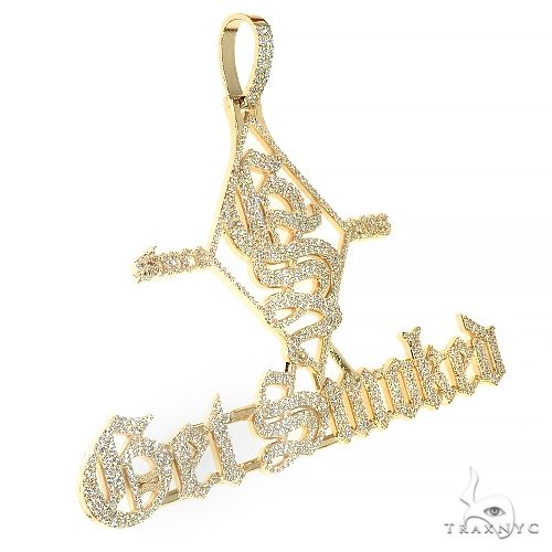 14K Gold Custom Made 'Get Smoked' Diamond Pendant 66477 - Image 2