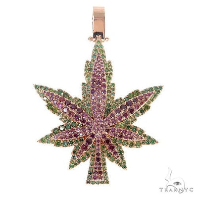 14K Gold Custom Made Weed Pendant 66769 - Image 1